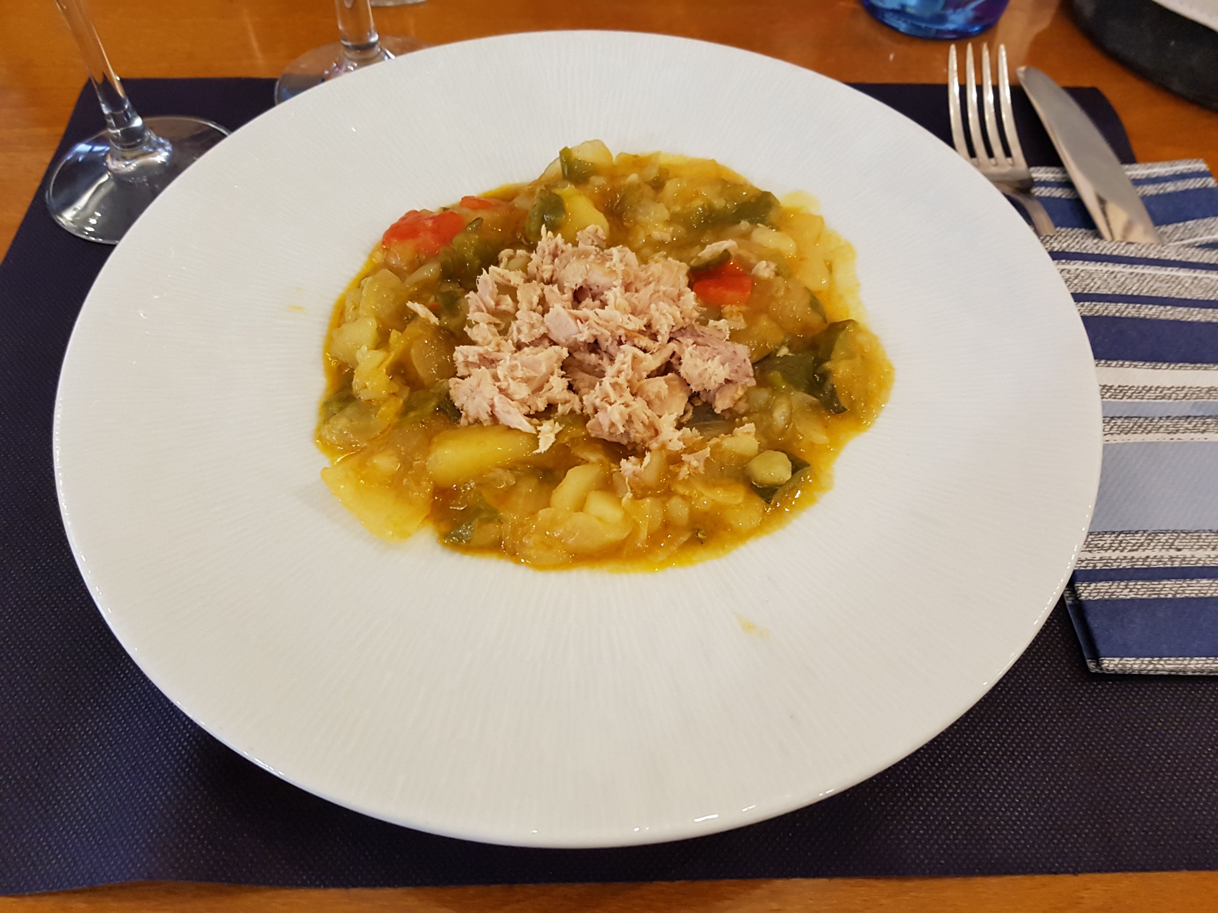 Fritada de Hortalizas a la Aragonesa, lascas de Atún