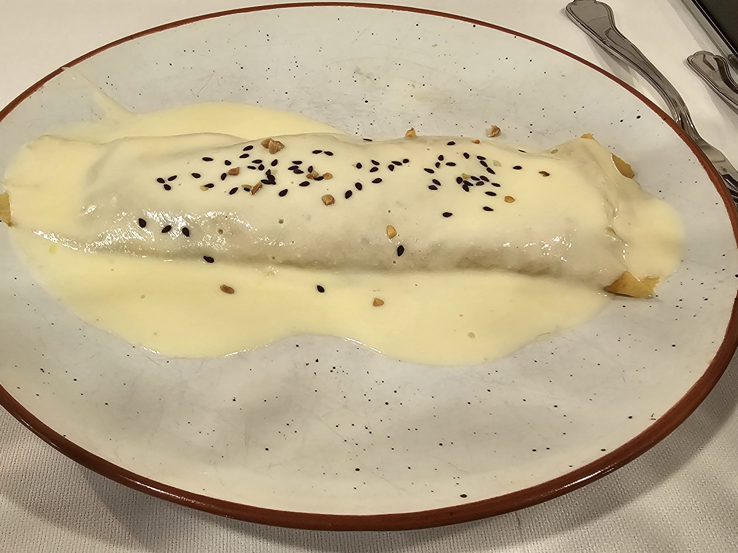 Crep de espinacas con gambas